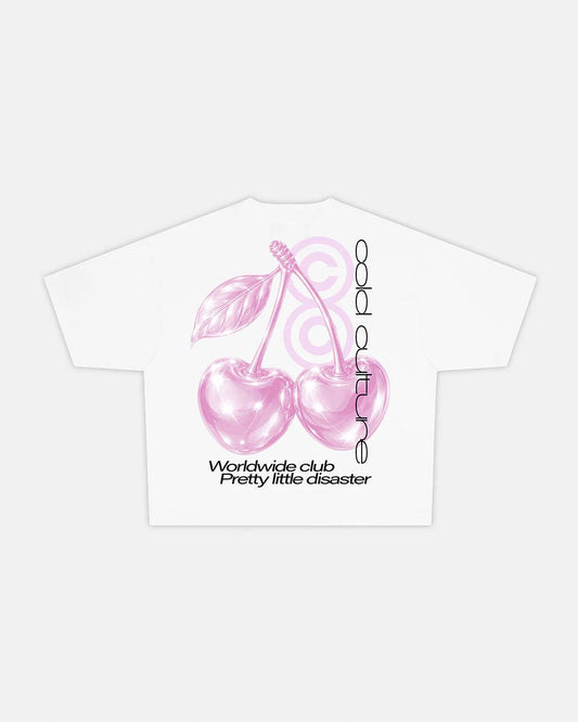 Cold Culture berry tee white