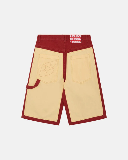 Cold Culture carpenter panels shorts burgundy and vanille