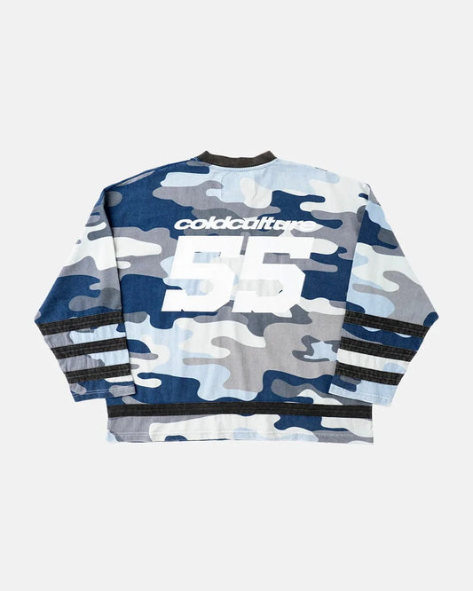 Cold Culture goalkeeper long sleeve hockey tee blue camo