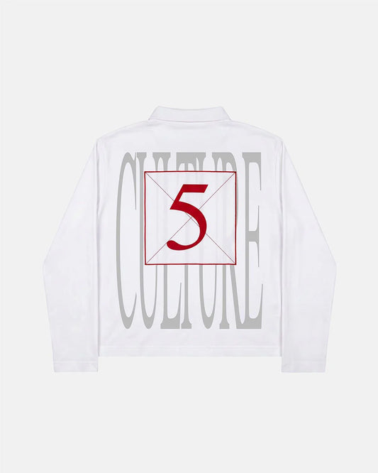 Cold Culture pause longsleeve polo white