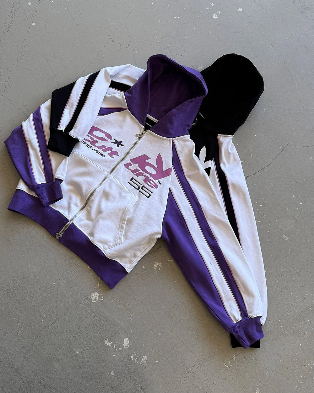 Cold Culture tease me zip hoodie white & purple