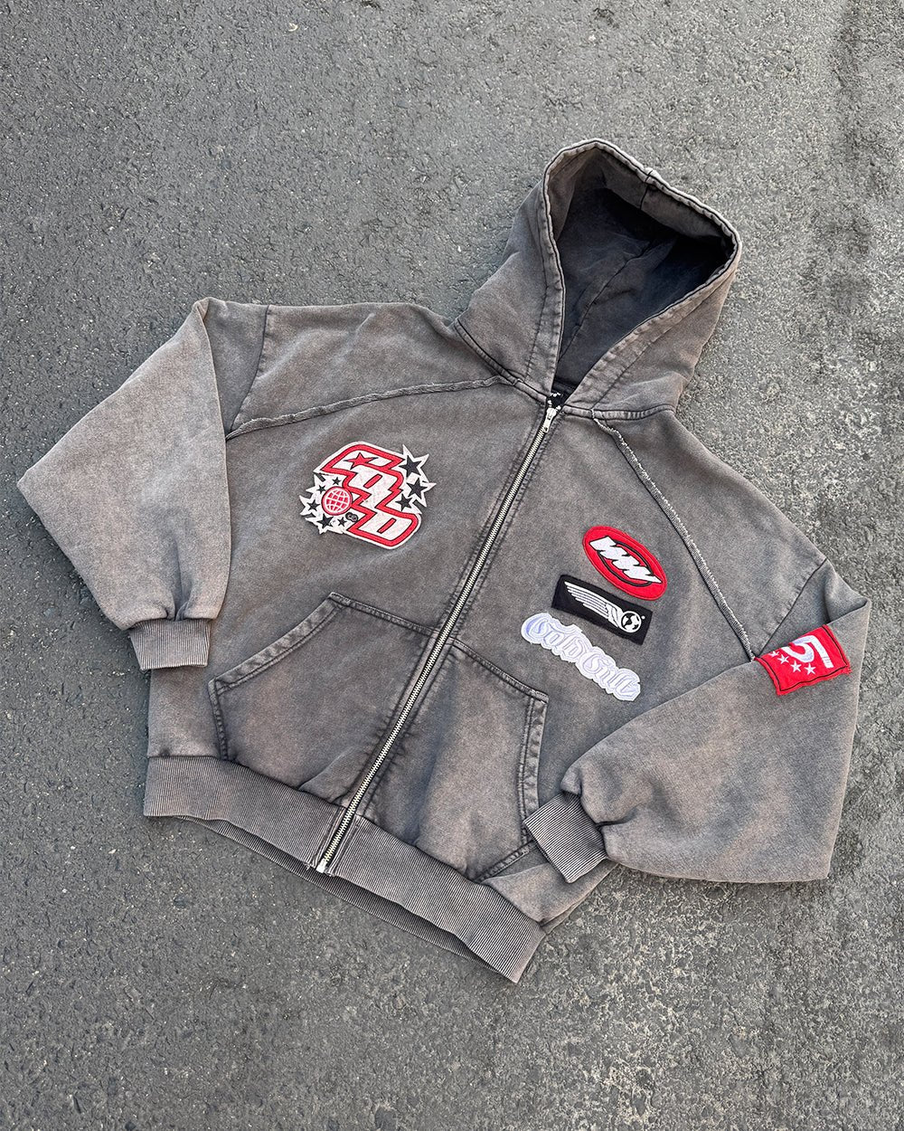 Cold Culture walker zip hoodie washed black