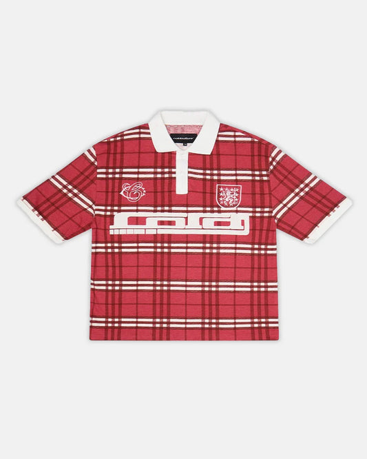 Cold Culture crimson plaid polo tee