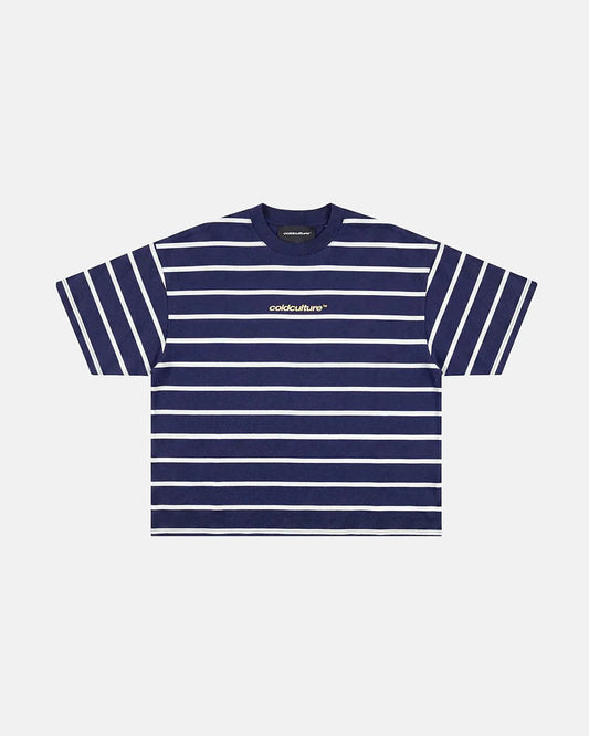 Cold Culture bay stripe tee navy