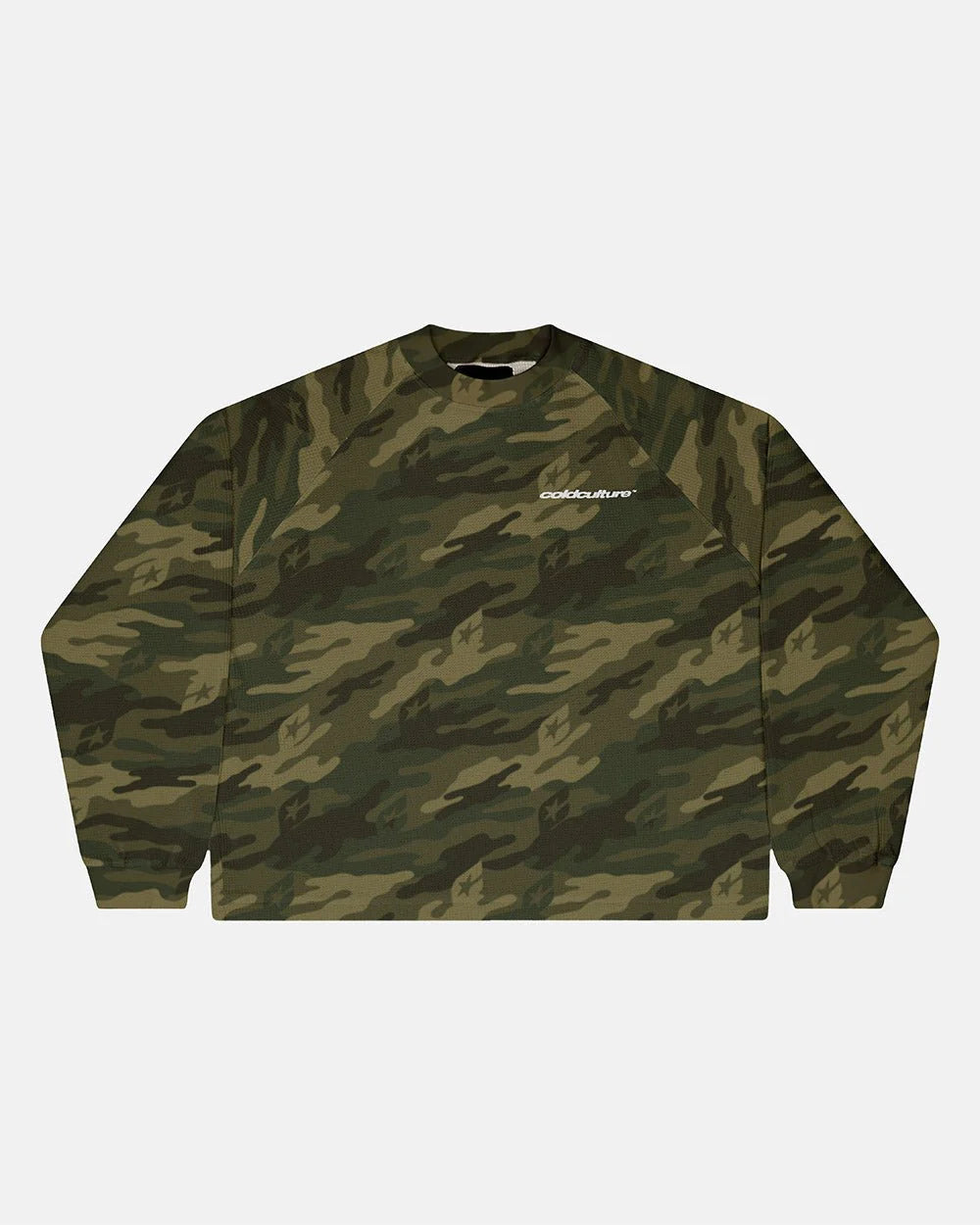 Cold Culture camo thermal long sleeve tee green