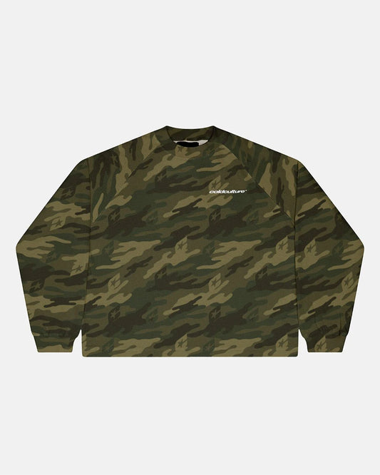 Cold Culture camo thermal long sleeve tee green