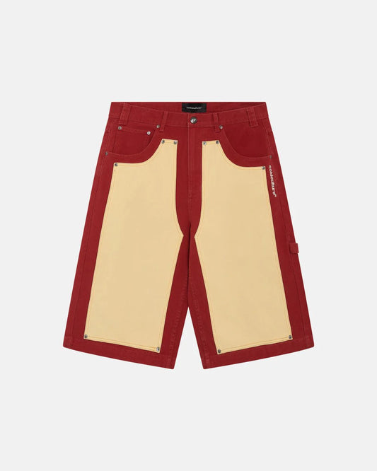 Cold Culture carpenter panels shorts burgundy and vanille