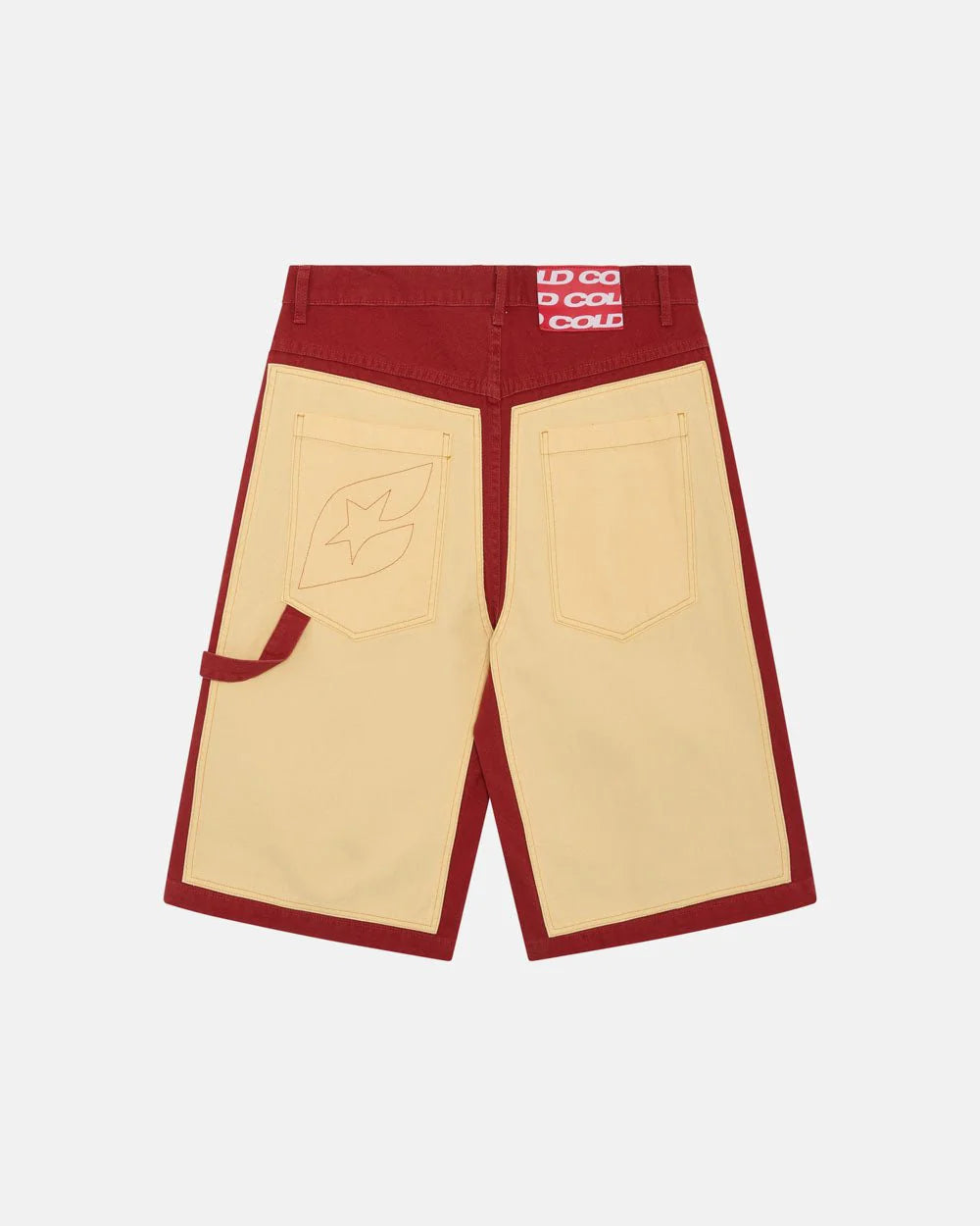 Cold Culture carpenter panels shorts burgundy and vanille
