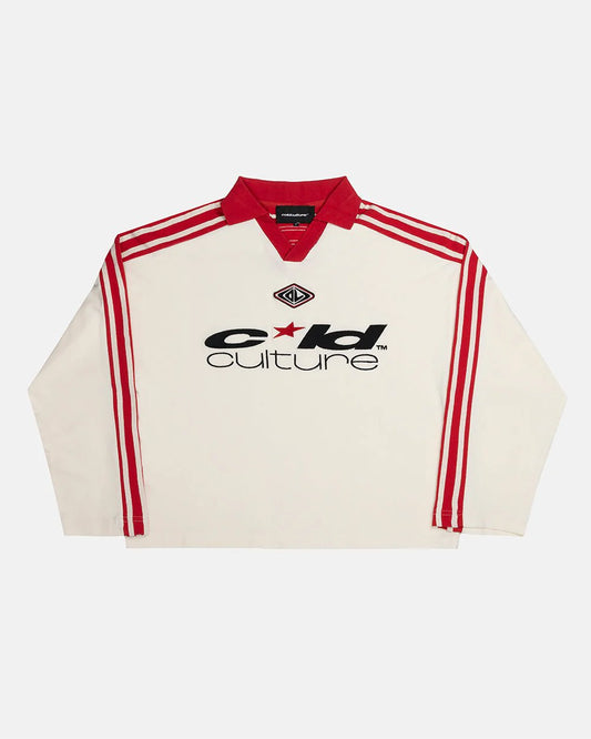 Cold Culture classic raw polo long sleeve cream