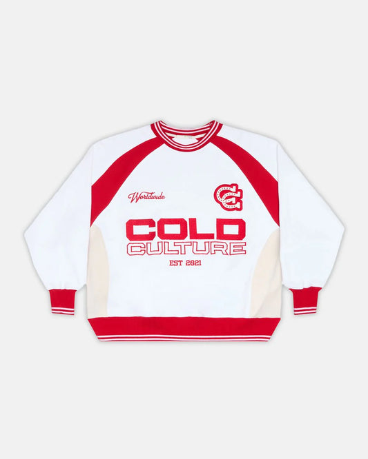 Cold Culture cowboy varsity crewneck fiery red