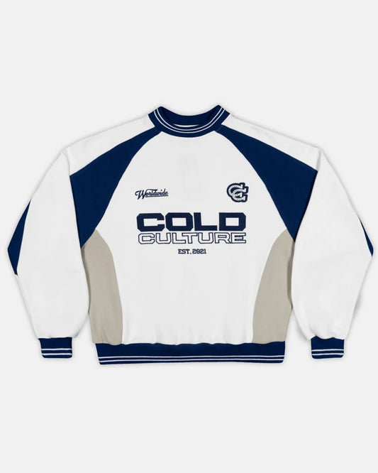 Cold Culture cowboy varsity crewneck white/blue