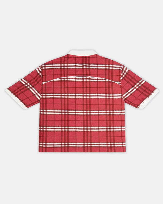 Cold Culture crimson plaid polo tee