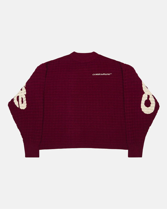 Cold Culture crunchy waffle knit burgundy