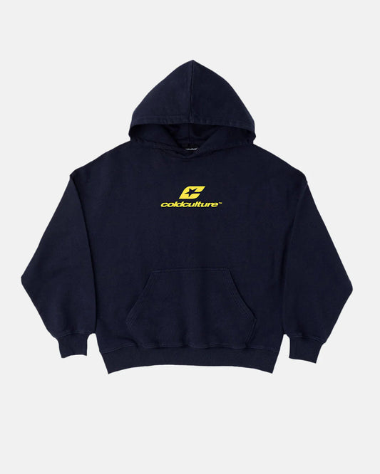 Cold Culture curved hoodie midnight blue