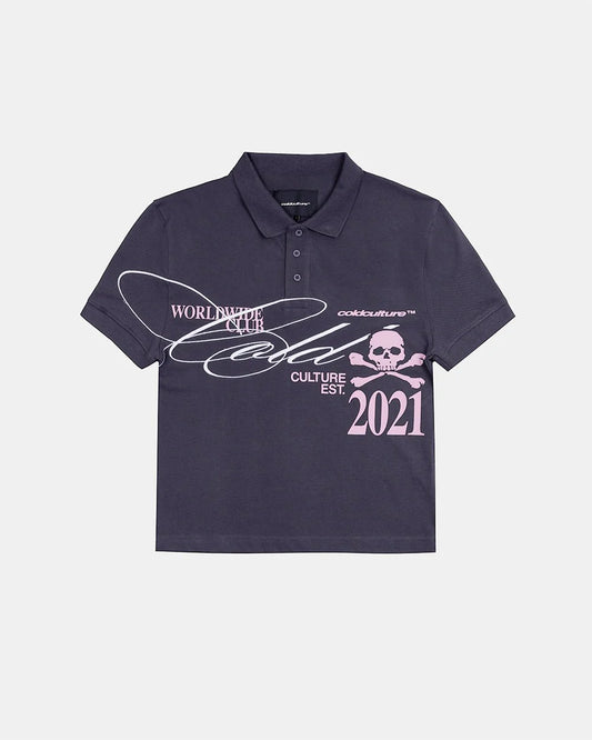 Cold Culture dirty skull polo dark grey