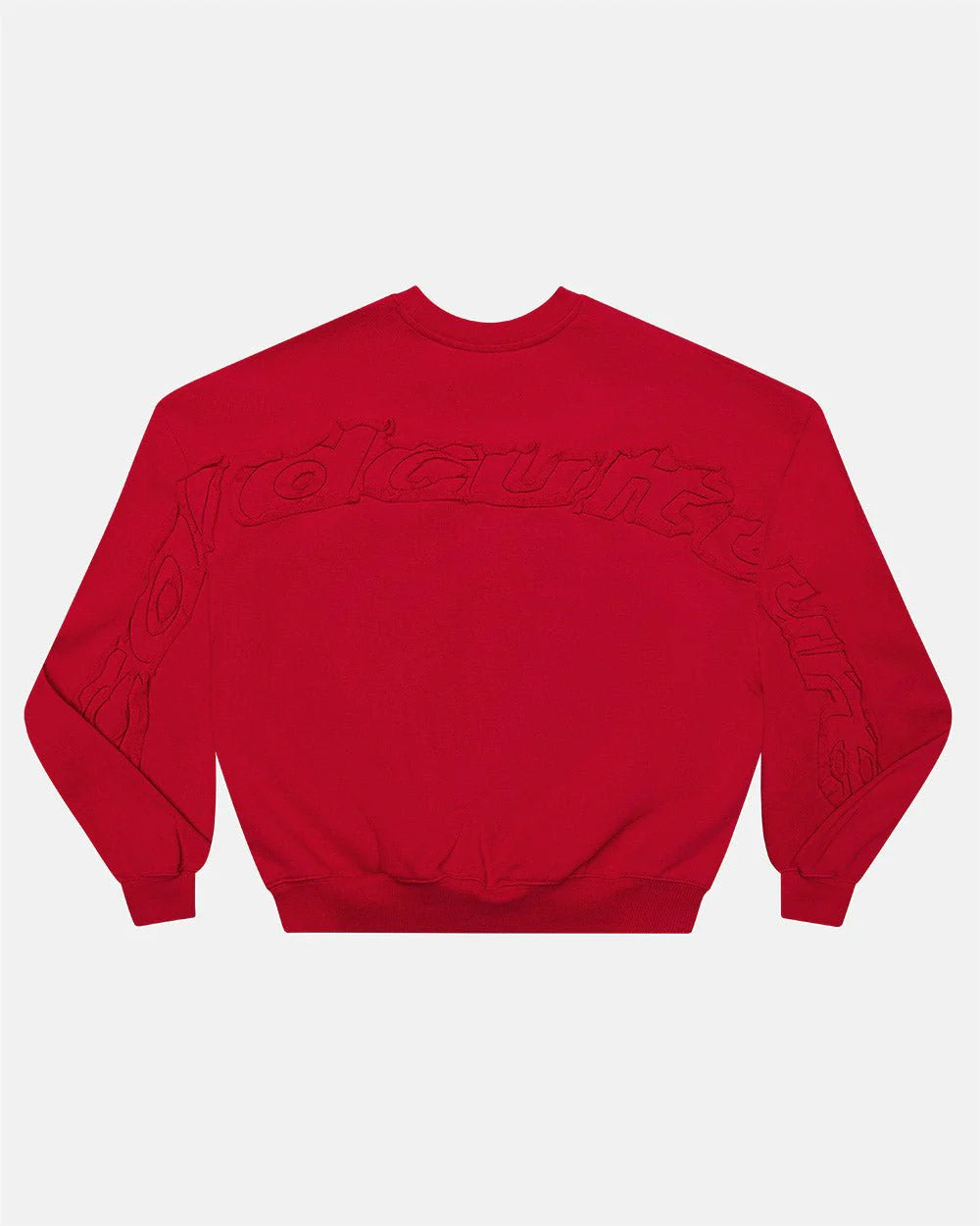 Cold Culture distress curved crewneck red