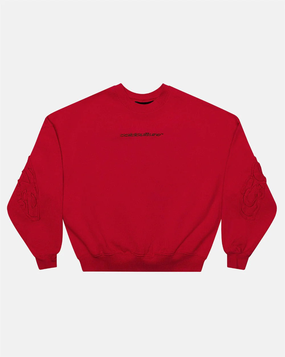 Cold Culture distress curved crewneck red