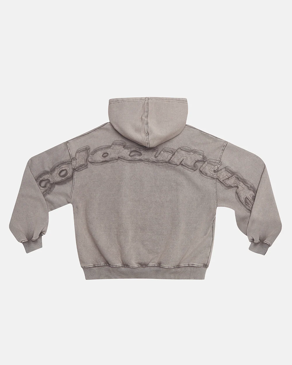 Cold Culture distress curved hoodie washed grey