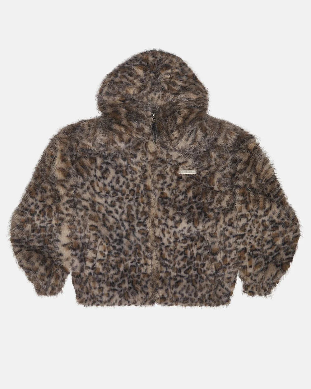 Cold Culture fur hoodie brown leopard