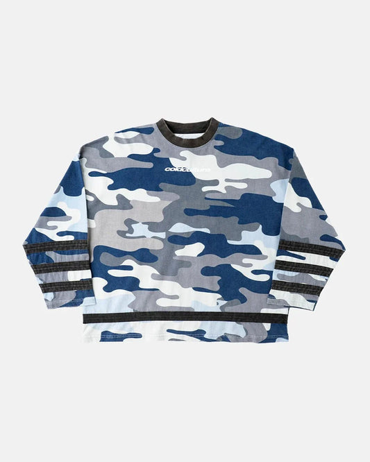 Cold Culture goalkeeper long sleeve hockey tee blue camo