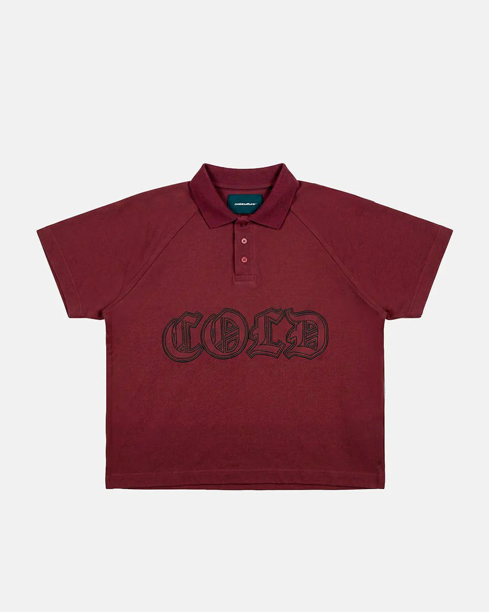 Cold Culture gothic distressed polo burgundy