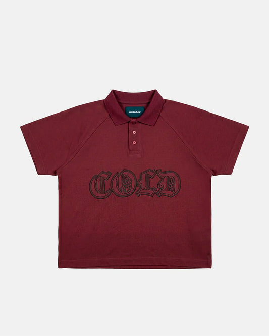 Cold Culture gothic distressed polo burgundy