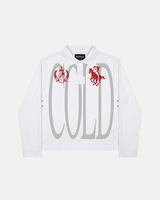 Cold Culture pause longsleeve polo white