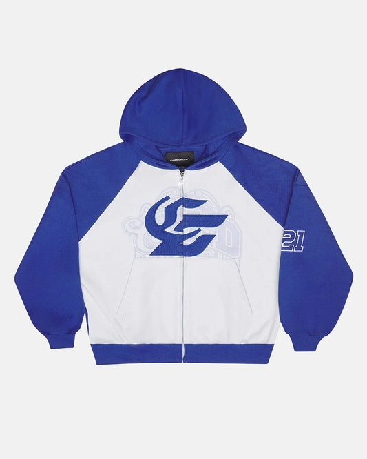 Cold Culture prestige zip hoodie blue & white