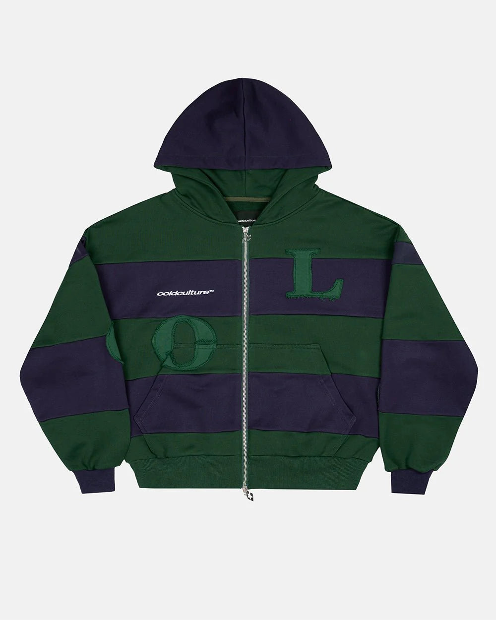 Cold Culture puzzle zip hoodie green & navy