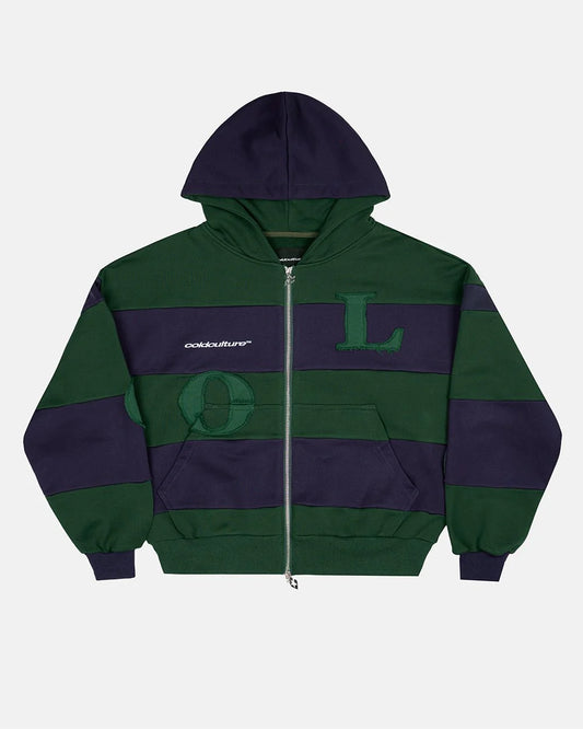 Cold Culture puzzle zip hoodie green & navy
