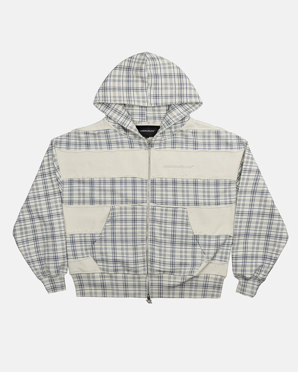 Cold Culture ripped zip hoodie white