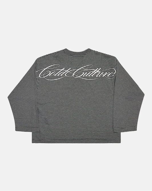 Cold Culture script stripes long sleeve black
