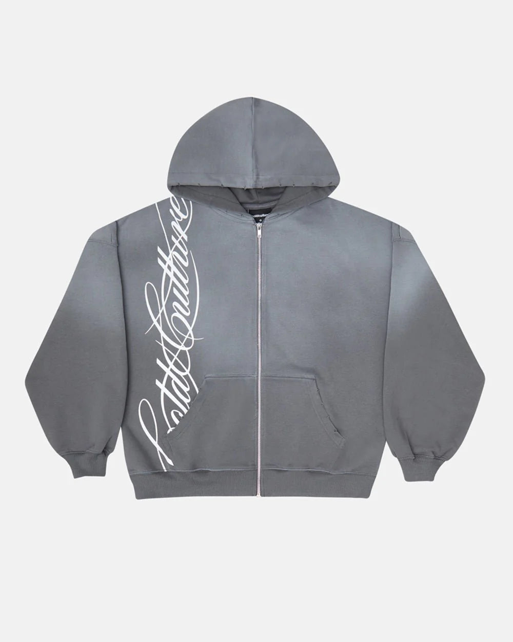 Cold Culture script zip hoodie antracite grey