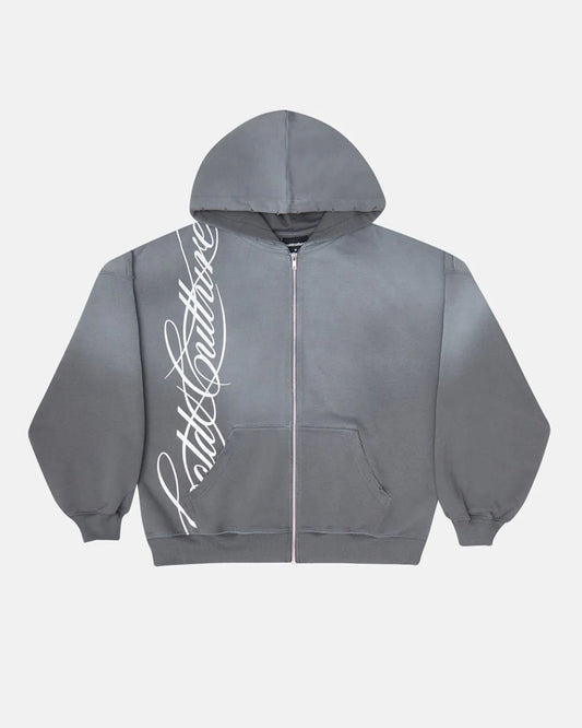 Cold Culture script zip hoodie antracite grey