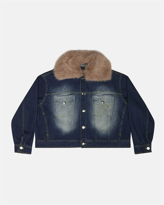 Cold Culture soft fur denim jacket raw denim