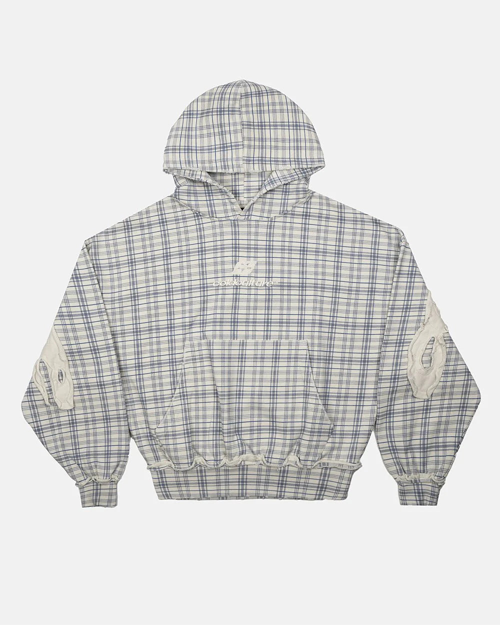 Cold Culture tartan hoodie white & mix of blues