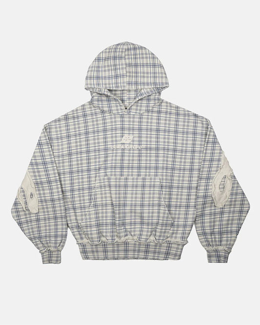 Cold Culture tartan hoodie white & mix of blues