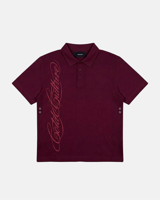 Cold Culture tartan script polo red
