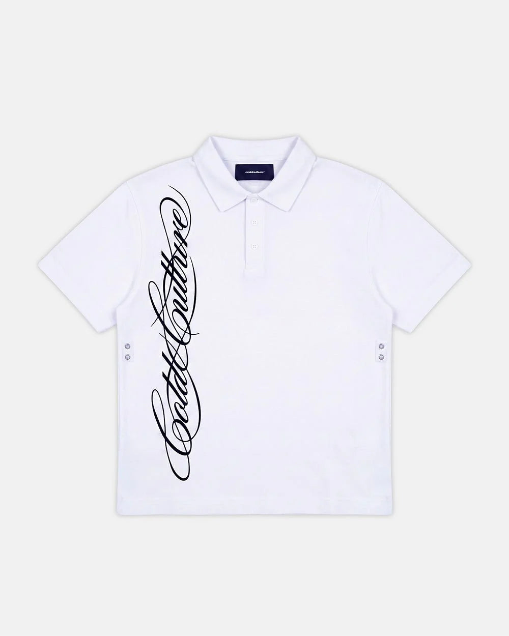 Cold Culture tartan script polo white