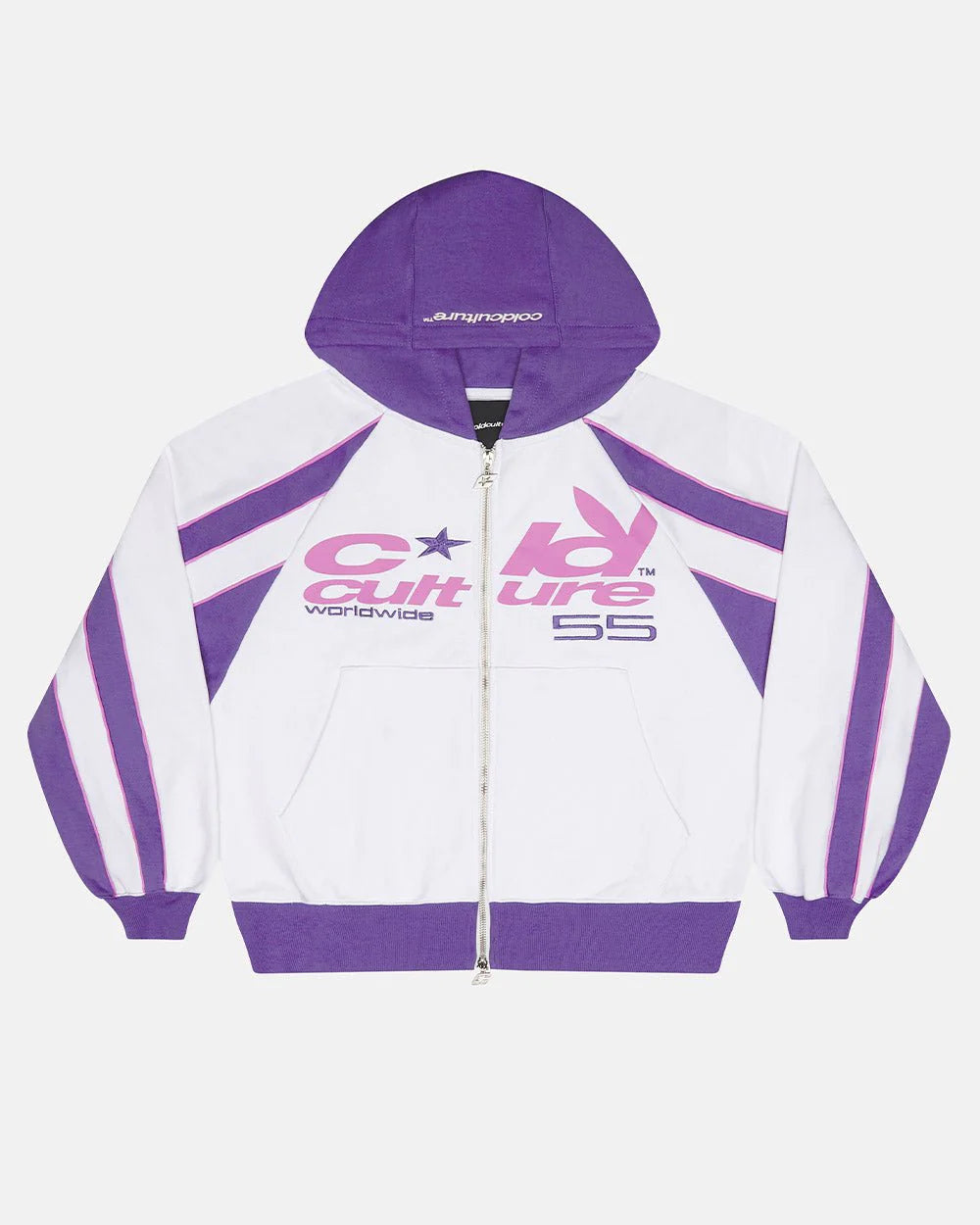 Cold Culture tease me zip hoodie white & purple
