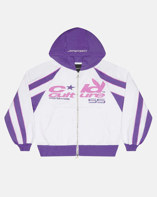 Cold Culture tease me zip hoodie white & purple