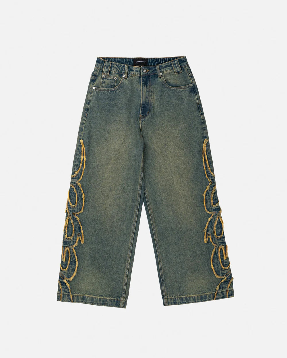 Cold Culture tribal distressed v2 pants green washed denim