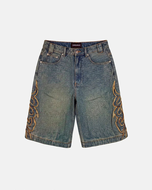 Cold Culture tribal distressed v2 shorts green