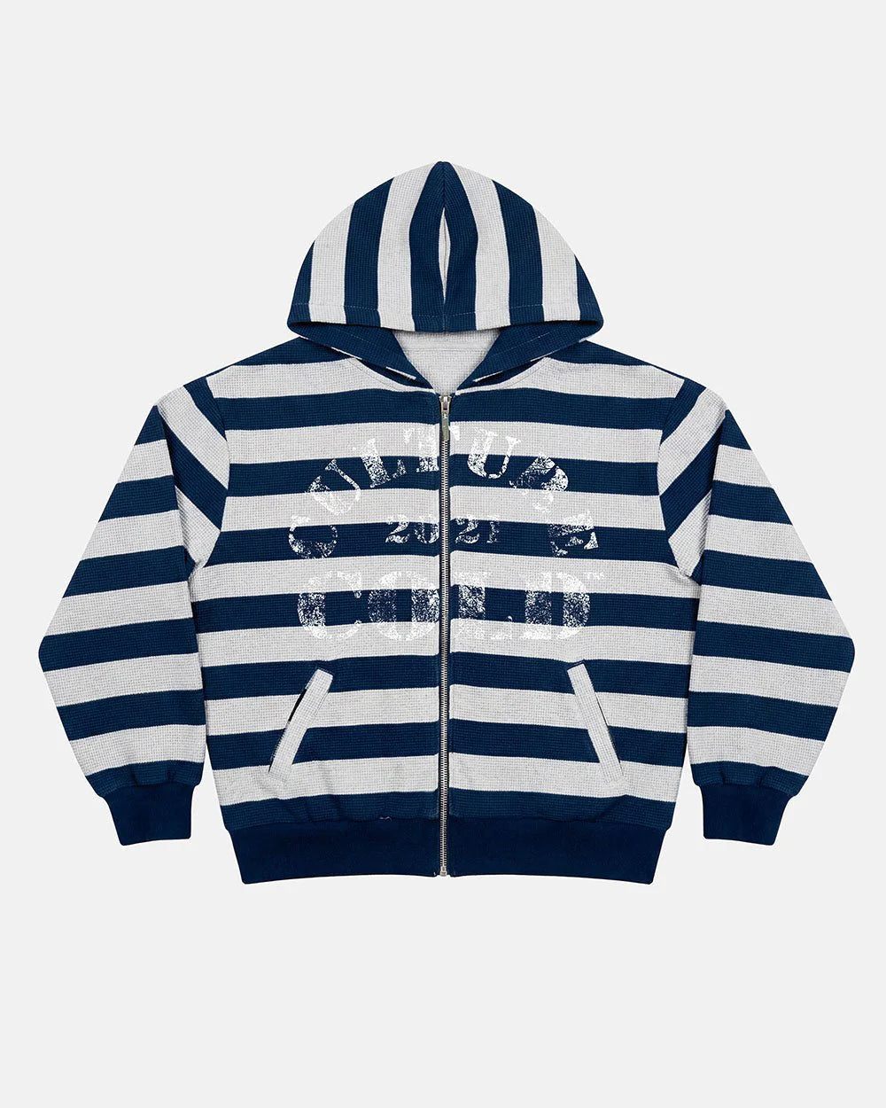 Cold Culture untrue waffle reversible zip hoodie blue