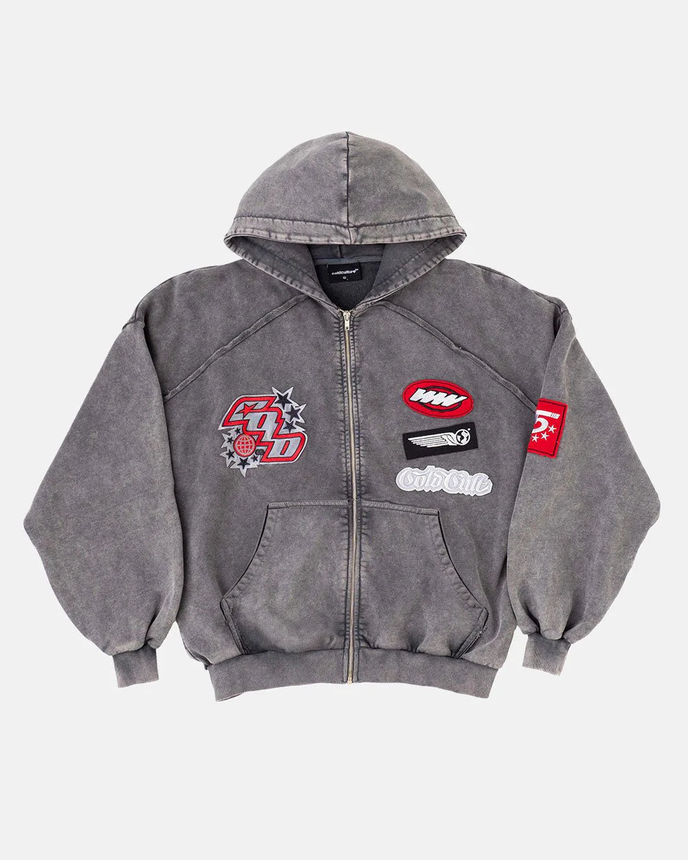 Cold Culture walker zip hoodie washed black